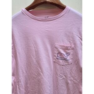Vineyard Vines Shirt Womens Medium Pink Long Sleeve Pocket Whale Breast Cancer